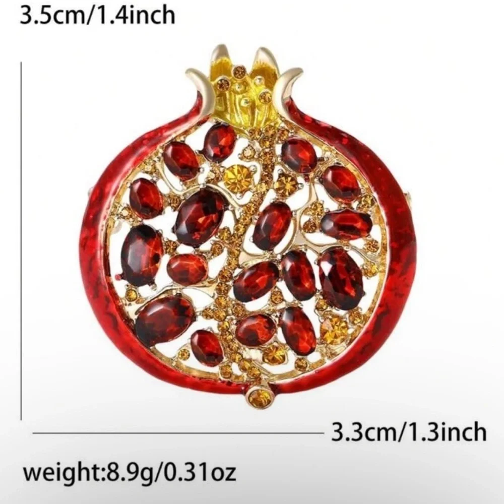Anthropologie Red and Gold Pomegranate Brooch